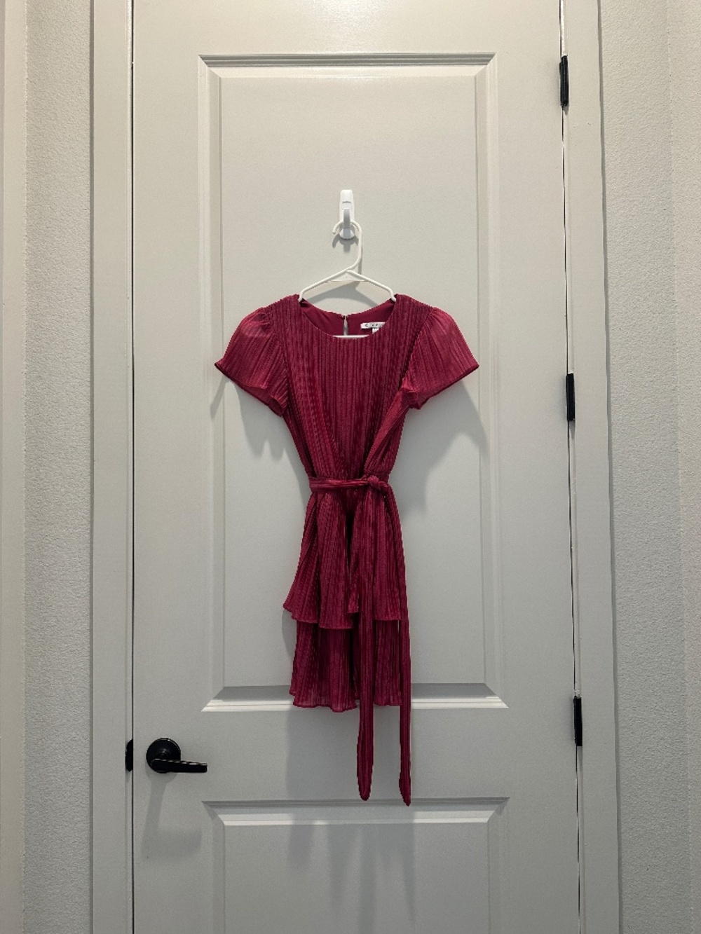 City Studios Women’s Flutter Sleeve Crinkle Pleat Mini Dress - Size XS